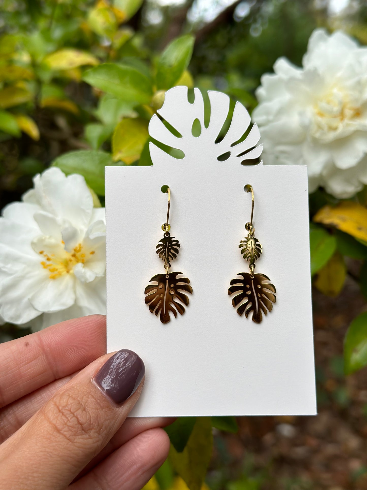 Monstera Dangle Earrings