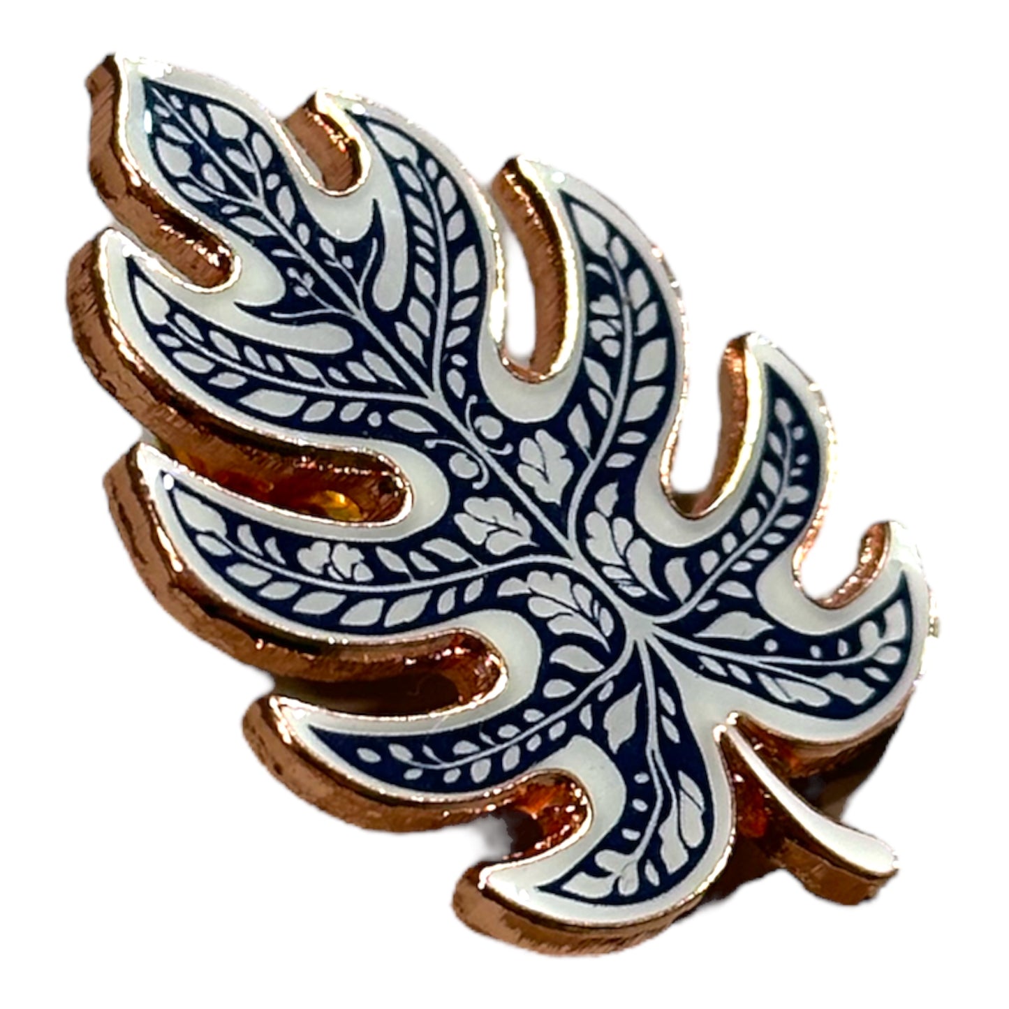 Fine Pottery Monstera Leaf Enamel Pin - Original Artwork by The Plant Ecologist, Made in the USA (1.25 inches)