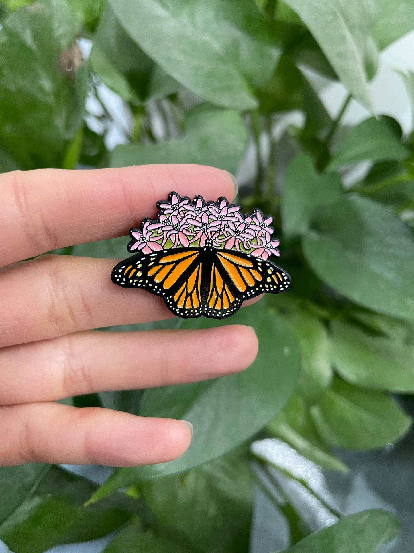 Monarch Butterly & Milkweed Enamel Pin - North Carolina Native Plant