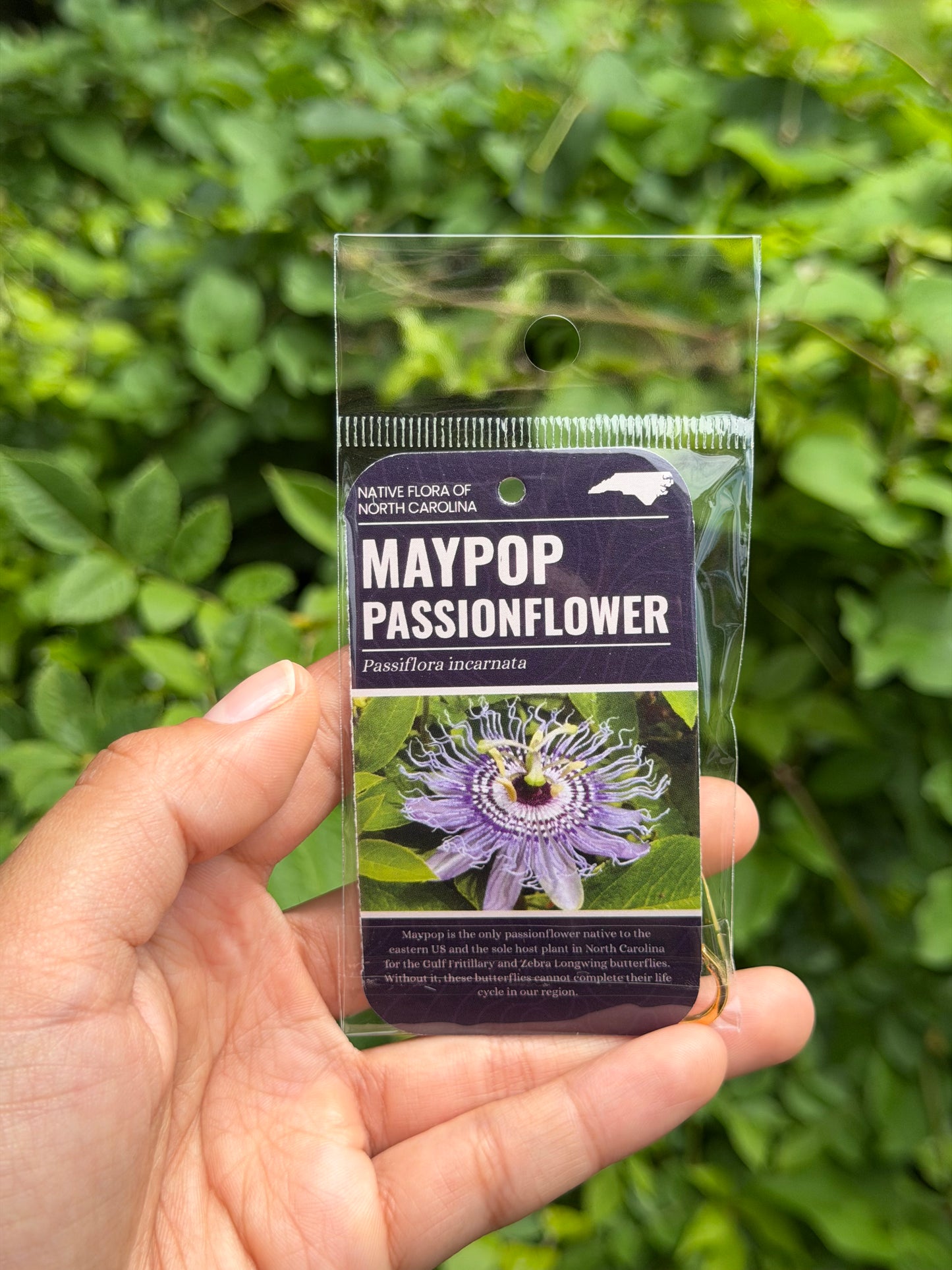Maypop Passion Flower Enamel Keychain 1.75-inches - North Carolina Native