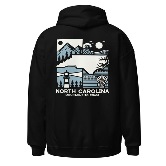 North Carolina Mountains to Coast Hoodie Scenic Unisex Hoodie for Nature Lovers