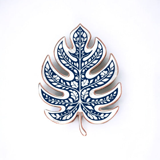 Fine Pottery Monstera Leaf Enamel Pin - Original Artwork by The Plant Ecologist, Made in the USA (1.25 inches)