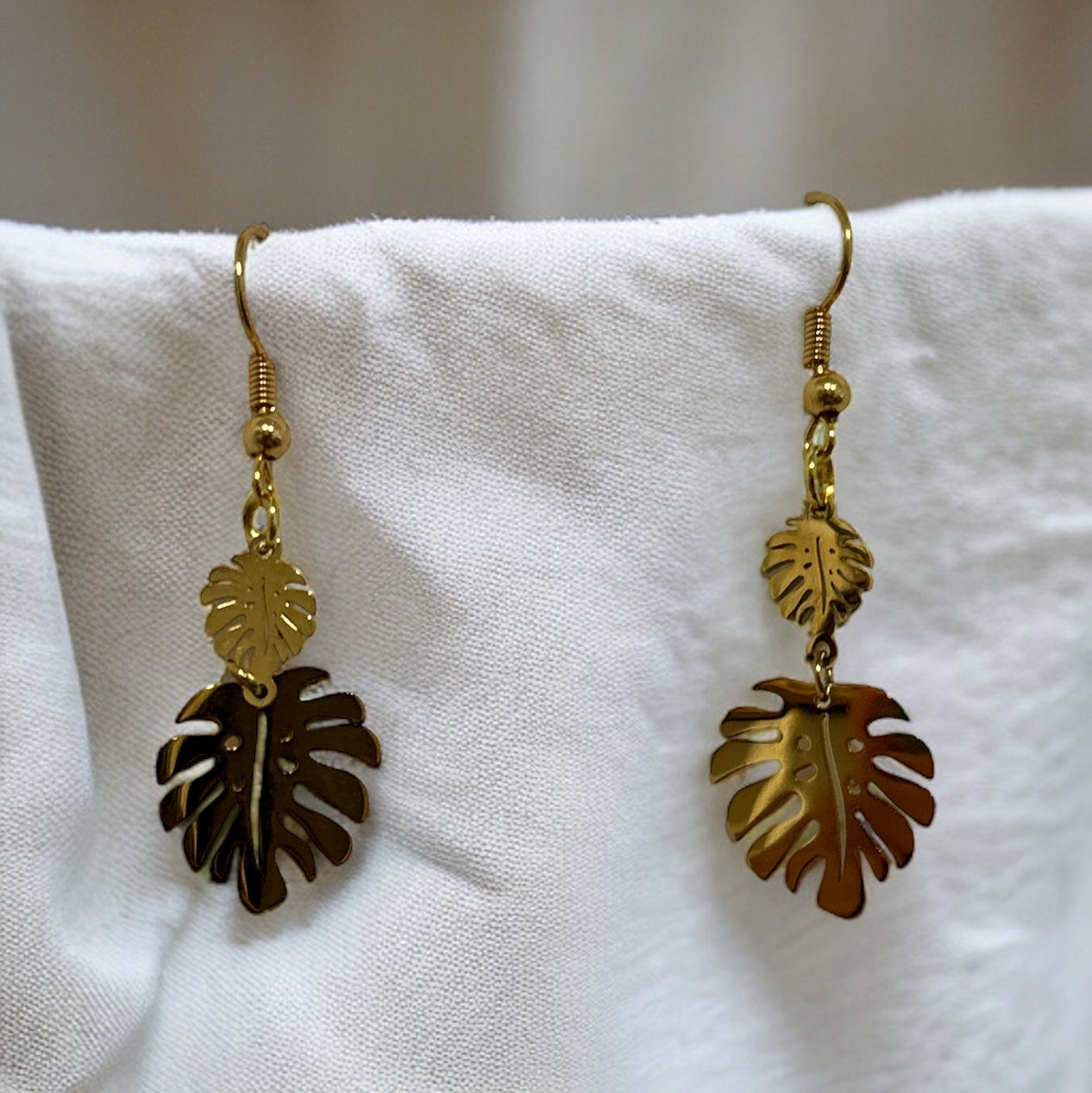 Monstera Dangle Hook Earrings