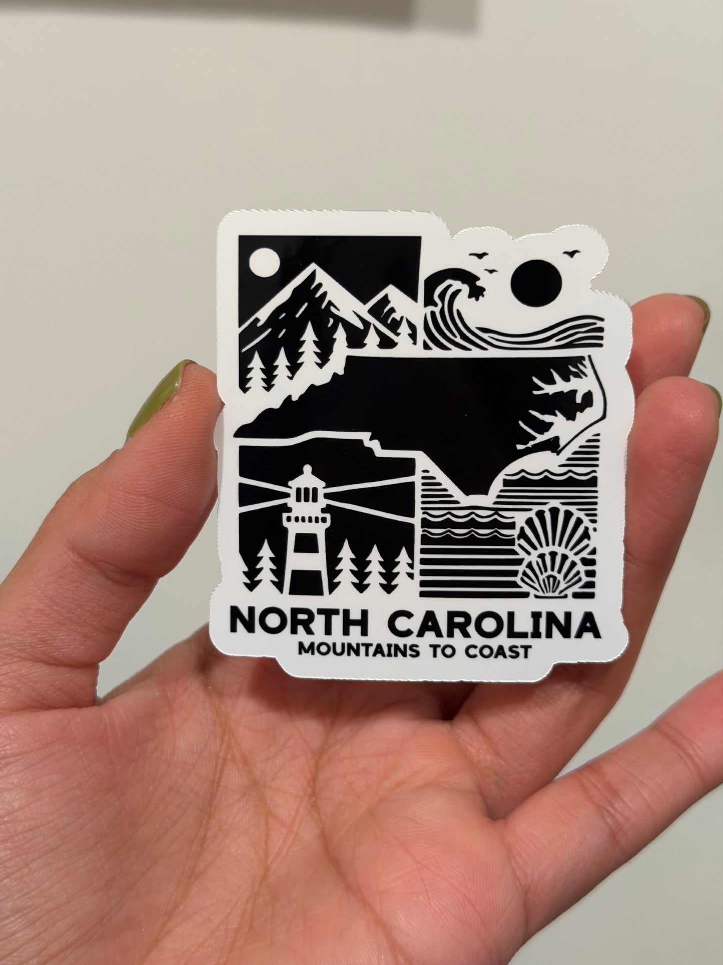 Mountains to Coast North Carolina 3” Vinyl Sticker Original Art