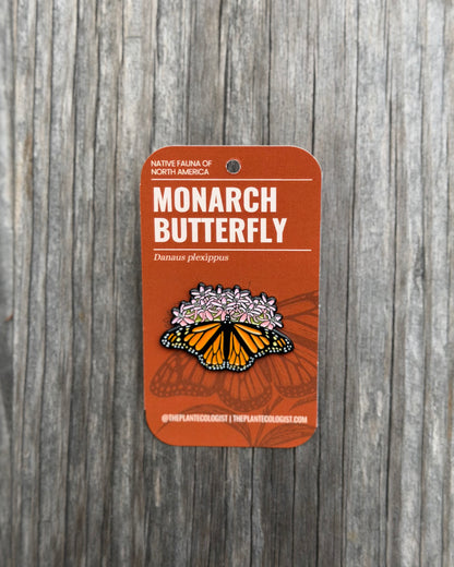 Monarch Butterly & Milkweed Enamel Pin - North Carolina Native Plant