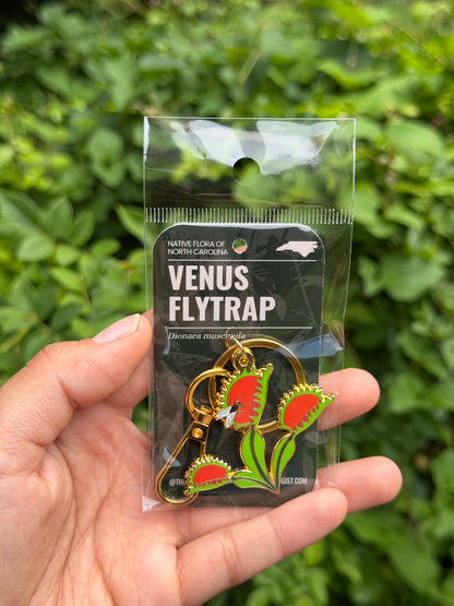 Venus Flytrap Enamel Keychain 2-inches - North Carolina native plant