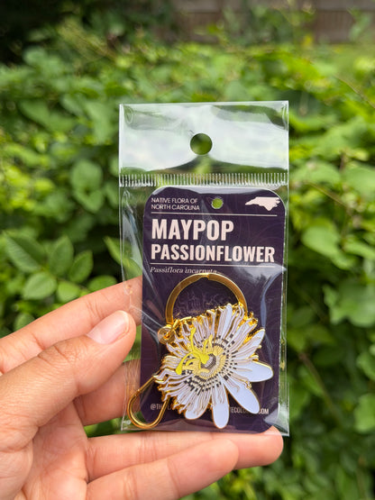 Maypop Passion Flower Enamel Keychain 1.75-inches - North Carolina Native