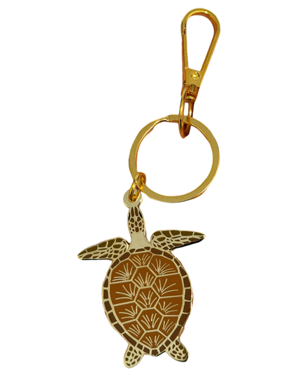 Green Sea Turtle Enamel Keychain 2-inches - North Carolina Native