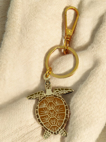 Green Sea Turtle Enamel Keychain 2-inches - North Carolina Native