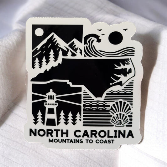 Mountains to Coast North Carolina 3” Vinyl Sticker Original Art