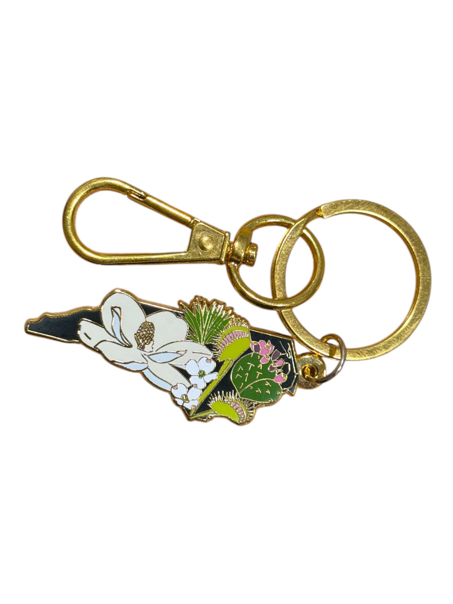 North Carolina State Native Plants Enamel Keychain