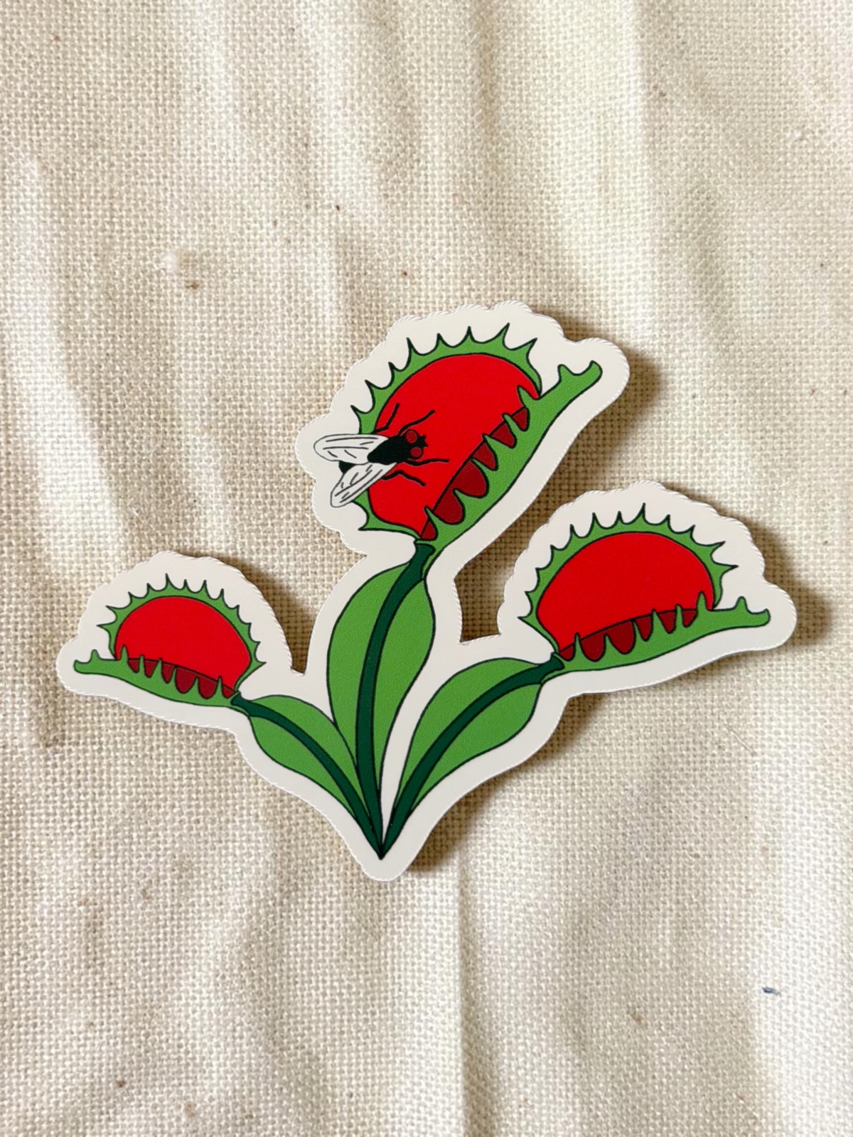Venus Flytrap Trio Gift Set - Enamel Pin, Keychain & Sticker - North Carolina Native Plant